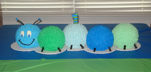 Zach 1st Birthday cake Bug Catepillar