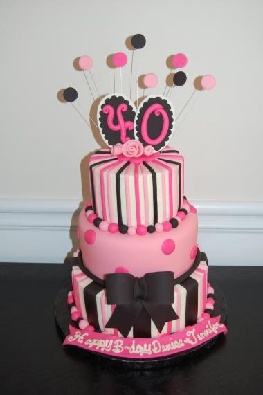 40th Birthday Cake in Pink and Black